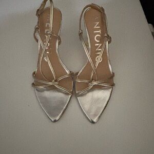 ANTONIO MELANI Metallic Silver Strappy Heels